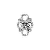 4-Loop Flower Connector 9x13mm Pewter Antique Silver Plated (1-Pc)