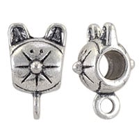 Large Hole Kitty Face Bail 16x10mm Pewter Antique Silver Plated (1-Pc)
