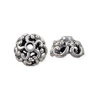 Radial Swirl Bead Cap 5x8mm Pewter Antique Silver Plated (1-Pc)