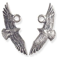 Flying Eagle Pendant 29x12.5mm Pewter Antique Silver Plated (1-Pc)