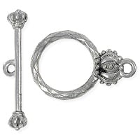 Crown Toggle Clasp 15mm Pewter Antique Silver Plated (Set)