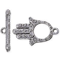 Hamsa Hand Toggle Clasp 14mm Pewter Antique Silver Plated (Set)