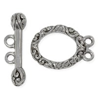 Two-Strand Toggle Clasp 14mm Pewter Antique Silver Plated (Set)