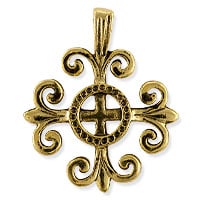 Celtic Spiritual Pendant 34x28mm Pewter Antique Gold Plated (1-Pc)