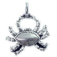 Crab Pendant 22x23mm Pewter Antique Silver Plated (1-Pc)