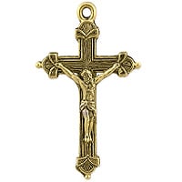 Crucifix Pendant 37x22mm Pewter Antique Gold Plated (1-Pc)
