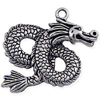 Dragon Pendant 46mm Pewter Antique Silver Plated (1-Pc) 