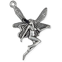 Fairy Pendant 33mm Pewter Antique Silver Plated (1-Pc)