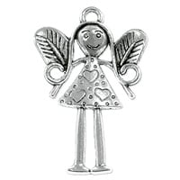 Fairy Pendant 25x15mm Pewter Antique Silver Plated (1-Pc)