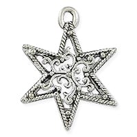 Filigree Star Pendant 22mm Pewter Antique Silver Plated (1-Pc)