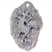 Gecko Pendant 31x20mm Pewter Antique Silver Plated (1-Pc)