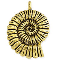 Nautilus Shell Pendant 37x27mm Pewter Antique Gold Plated (1-Pc)