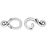 TierraCast Vine Hook & Eye Clasp 23x7mm Pewter Antique Silver Plated (Set)