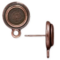 TierraCast Stepped Bezel Earring 12x16mm Antique Copper (Pair)