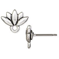 TierraCast Lotus Earring Post 11x10mm Pewter Antique Silver Plated (Pair)