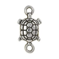 Turtle Connector 17x9mm Pewter Antique Silver Plated (1-Pc)