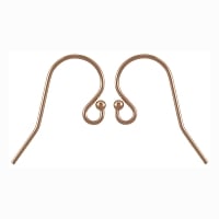 Fish Hook Ear Wire with Bead 18x12mm Rose Gold Filled (Pair)