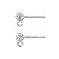 4mm Ball Post Stardust Earrings with Open Ring 4mm Sterling Silver (Pair)