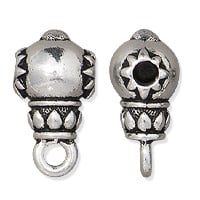 TierraCast Lotus Guru Bead with Bail 16x9mm Pewter Silver Plated (1-Pc)