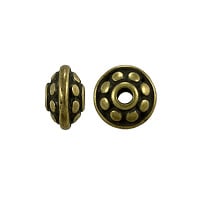 TierraCast Dotted Spacer Bead 7x4mm Pewter Oxidized Brass Plated (1-Pc)