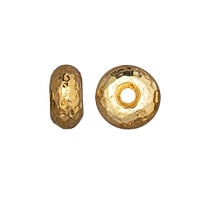 TierraCast Hammertone Rondelle Bead 7x4mm Pewter Bright Gold Plated (1-Pc)