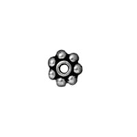 TierraCast Beaded Daisy Spacer Bead 4x1mm Pewter Antique White Bronze Plated (1-Pc)