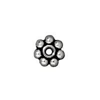 TierraCast Beaded Daisy Spacer Bead 5x2mm Pewter Antique Silver Plated (1-Pc)