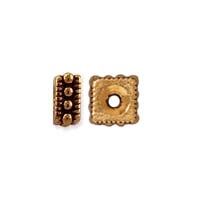 TierraCast Rococo Square Spacer Bead 5x2mm Pewter Antique Gold Plated (1-Pc)