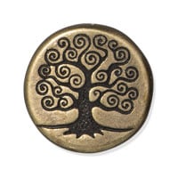 TierraCast Tree of Life Puffed Bead 15x4mm Pewter Oxidized Brass Plated (1-Pc)