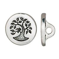 TierraCast Bird in a Tree Button 12mm Pewter Antique Silver Plated (1-Pc)