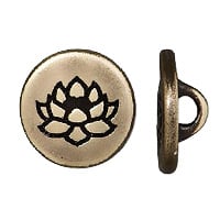TierraCast Lotus Button 12mm Pewter Brass Oxide (1-Pc)