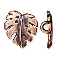 TierraCast Monstera Button 15mm Pewter Antique Copper Plated (1-Pc)