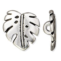 TierraCast Monstera Button 15mm Pewter Antique Silver Plated (1-Pc)