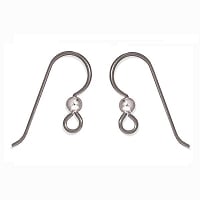 TierraCast Ear Wire with 3mm Sterling Silver Bead 23x8mm Niobium Grey Finish (Pair)