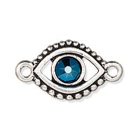 TierraCast Evil Eye Link with Swarovski Crystal 11x20mm Pewter Antique Silver Plated (1-Pc)