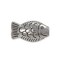 Fish Bead 17x10mm Pewter Antique Silver Plated (1-Pc)