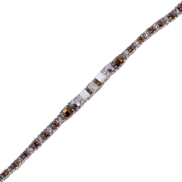 Mini Beaded Anklet 9" Crystal/Bronze/Silver