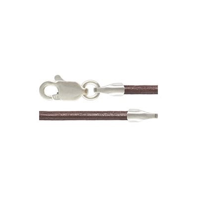 Greek Leather Cord 1.5mm Brown with Sterling Silver Clasp 16"