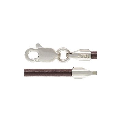 Greek Leather Cord 2.0mm Brown with Sterling Silver Clasp 16"