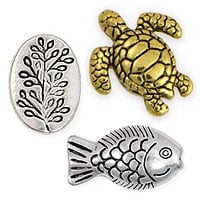 Nature Themed Pewter Beads