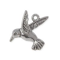 Hummingbird Charm 20x18mm Pewter Antique Silver Plated (1-Pc)