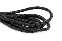 Black Leatherette Braided Bolo Cord 3.6mm (Priced per Yard)