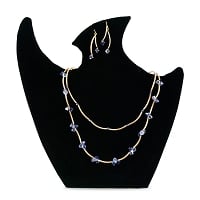 Black Velvet Padded Necklace Earring Combo Display with Easel Stand