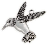 Hummingbird Pendant 67mm Pewter Antique Silver Plated (1-Pc) 