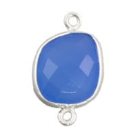 Free Form Faceted Blue Onyx Connector Sterling Silver 20mm (1-Pc)