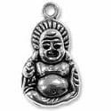 Buddha Pendant 27x15mm Pewter Antique Silver Plated (1-Pc)