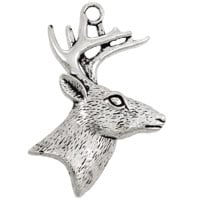 Deer Pendant 58x44mm Pewter Antique Silver Plated (1-Pc)