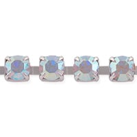 Preciosa Crystal Cup Chain 6.25mm (SS29) Crystal AB Silver Plated (Priced Per Foot)
