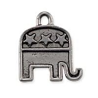 Republican Elephant Patriotic Charm 19x17mm Pewter Silver Plated (1-Pc)