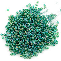 Miyuki Delica Seed Bead 11/0 Matte Transparent Dark Green AB (3 Gram Tube)
